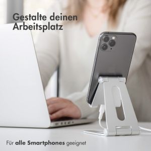 iMoshion Handyhalterung für den Schreibtisch für das Samsung Galaxy A12 – Tablethalter für den Schreibtisch - Verstellbar - Aluminium - Silberfarben
