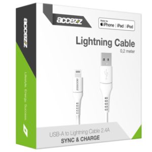 Accezz Lightning- auf USB-Kabel für das iPhone Xr - MFI-zertifiziertes - 0,2 m - Weiß