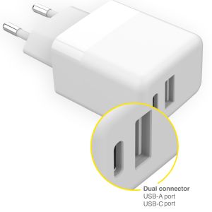 Accezz Wandladegerät für das iPhone 6 - Ladegerät - USB-C- und USB-Anschluss - Power Delivery - 20 Watt - Weiß