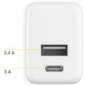Accezz Wandladegerät für das iPhone 13 Pro Max - Ladegerät - USB-C- und USB-Anschluss - Power Delivery - 20 Watt - Weiß