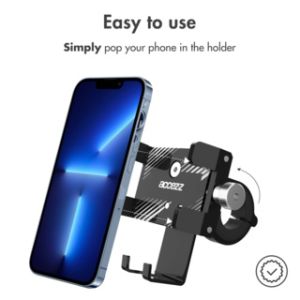 Accezz Telefonhalter Fahrrad für das iPhone 13 Pro Max - verstellbar - universell - Aluminium - schwarz