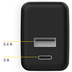 Accezz Wandladegerät für das iPhone X - Ladegerät - USB-C- und USB-Anschluss - Power Delivery - 20 Watt - Schwarz