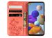 Kleeblumen Klapphülle Samsung Galaxy A21s - Peach