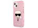 Karl Lagerfeld Karl's Head Silikonhülle Glitter für das iPhone 13 Mini - Transparent Rosa