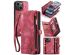 CaseMe Luxuriöse 2-in-1-Portemonnaie-Klapphülle Leder für das iPhone 13 - Rot