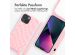 iMoshion Silikonhülle design mit Band für das iPhone 13 Mini - Retro Pink