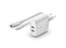 Belkin Boost↑Charge™ ﻿Dual USB Wand-Ladegerät für das iPhone 12 Pro Max + Lightning Kabel - 24W - Weiß