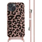 iMoshion Silikonhülle design mit Band für das iPhone 13 Mini - Animal Pink