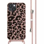 iMoshion Silikonhülle design mit Band für das iPhone 14 - Animal Pink