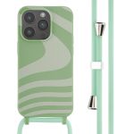 iMoshion Silikonhülle design mit Band für das iPhone 14 Pro - Retro Green