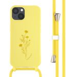 iMoshion Silikonhülle design mit Band für das iPhone 13 - Flower Yellow