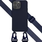 Selencia Silikonhülle mit abnehmbarem Band für das iPhone 14 Pro Max - Dunkelblau