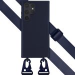 Selencia Silikonhülle mit abnehmbarem Band für das Samsung Galaxy S23 Ultra - Dunkelblau