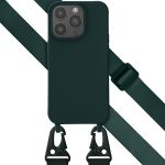 Selencia Silikonhülle mit abnehmbarem Band für das iPhone 14 Pro - Dunkelgrün