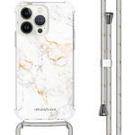 iMoshion Design Hülle mit Band für das iPhone 13 Pro - White Marble