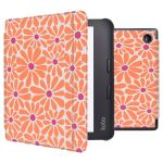iMoshion Design Slim Hard Case Sleepcover Klapphülle mit Stand für das Kobo Libra 2 / Tolino Vision 6 - Orange Flowers Connect