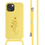 iMoshion Silikonhülle design mit Band für das iPhone 15 - Flower Yellow