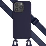 Selencia Silikonhülle mit abnehmbarem Band für das iPhone 15 Pro - Dunkelblau