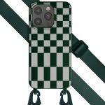 Selencia Silikonhülle design mit abnehmbarem Band für das iPhone 15 Pro - Irregular Check Green