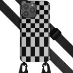 Selencia Silikonhülle design mit abnehmbarem Band für das iPhone 15 Pro Max - Irregular Check Black