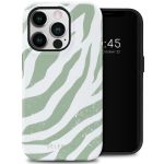 Selencia Vivid Back Cover für das iPhone 14 Pro - Colorful Zebra Sage Green