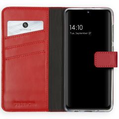 Selencia Echtleder Booktype Hülle Rot für das Samsung Galaxy A41