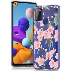 iMoshion Design Hülle Samsung Galaxy A21s - Blume - Rosa / Grün
