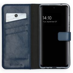Selencia Echtleder Booktype Hülle Samsung Galaxy A72 - Blau