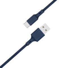 Just Green ﻿USB-C-auf-USB-Kabel - Recycelbar - Geflochtene Baumwolle - 3 A - 2 Meter - Blau