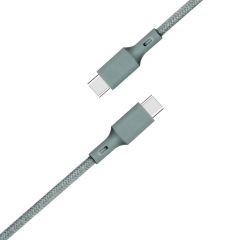 Just Green USB-C-auf-USB-C-Kabel - Recycelbar - Geflochtene Baumwolle - 3A - 2 Meter -  Grün