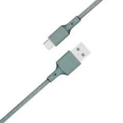 Just Green ﻿Micro-USB- auf-USB-Kabel - Recycelbar - Geflochtene Baumwolle - 2.1A - 2 Meter - Grün