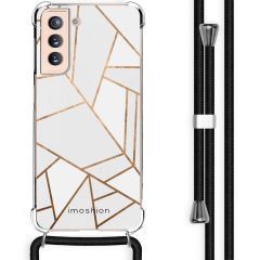 iMoshion Design Hülle mit Band Galaxy S21 - Grafik-Kupfer - Weiß