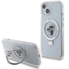 Karl Lagerfeld Karl & Choupette Hard Case Back Cover Ringstand MagSafe für das iPhone 15 - Transparent