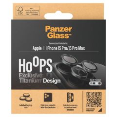PanzerGlass Kameraprotektor Hoop Optic Rings für das iPhone 15 Pro / 15 Pro Max - Black Titanium