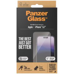 PanzerGlass Ultra-Wide Fit Antibakterieller Displayschutz mit Applikator für das iPhone 15 Plus