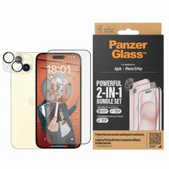 PanzerGlass 2-in-1 pack - Ultra-Wide Fit Anti-Bacterial Displayschutz incl. applicator + Camera Protector für das iPhone 15 Plus
