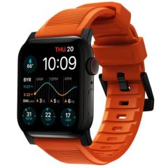Nomad Robustes Armband FKM für die Apple Watch Series 1-9 / SE / Ultra (2) – 42/44/45/49 mm – Schwarz/Orange