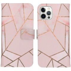 iMoshion Design TPU Booktype Hülle iPhone 12 (Pro) - Pink Graphic