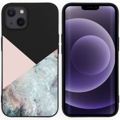 iMoshion Design Hülle für das iPhone 13 - Marble - Rosa / Schwarz
