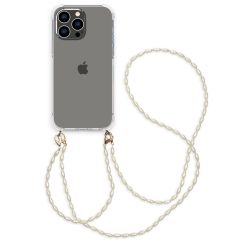 iMoshion Handykette mit Perlen + ﻿Handgelenkschlaufe für das iPhone 14 Pro Max - Transparent