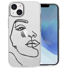 iMoshion Design Hülle für das iPhone 14 - Line Art Woman White