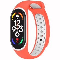 iMoshion Silikonband Sport für das Xiaomi Mi Band 7 - Neon Orange / Weiß