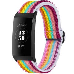 iMoshion Elastische Nylonarmband für das Fitbit Charge 3 / 4 - Rainbow