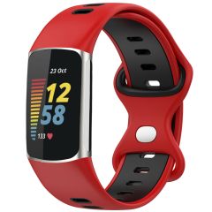 iMoshion Silikonband Sport für das Fitbit Charge 5 / Charge 6 - Rot / Schwarz