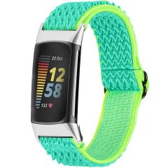 iMoshion Elastische Nylonarmband für das Fitbit Charge 5 - Grün / Gelb
