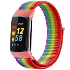 iMoshion Nylonarmband für das Fitbit Charge 5 - Größe S - Rainbow