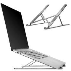 Accezz Laptophalter – Laptop-Standardausführung – verstellbar und auseinanderklappbar – Premium – Aluminium – grau