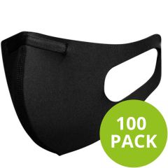 Blackspade 100 pack - Waschbarer Unisex-Mundschutz für Erwachsene – Wiederverwendbare Stretch-Baumwolle - Schwarz