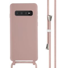 iMoshion Silikonhülle mit Band für das Samsung Galaxy S10 - Sand Pink