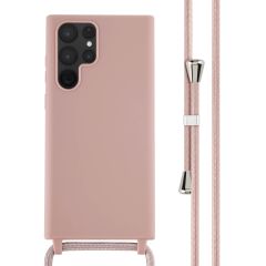 iMoshion Silikonhülle mit Band für das Samsung Galaxy S22 Ultra - Sand Pink